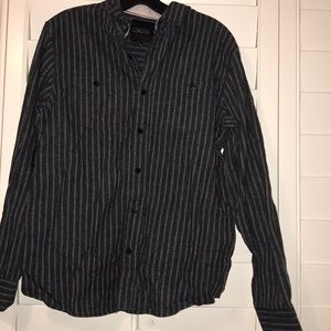 White and black striped button up